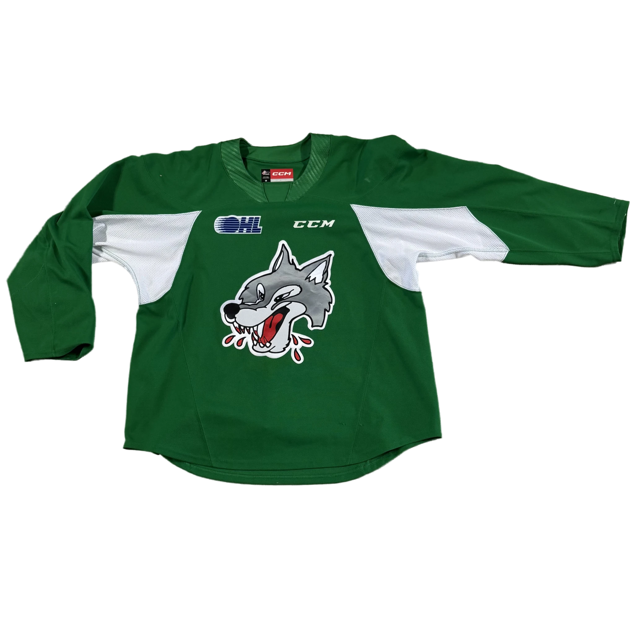 OHL - Maillot d'entraînement CCM Sudbury Wolves d'occasion (vert)